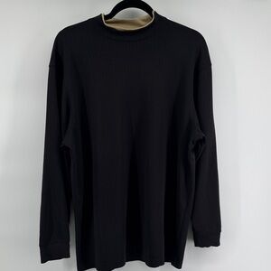 Wedge Golf and Beyond Mock Neck Black Long Sleeve Men's Shirt Size Medium